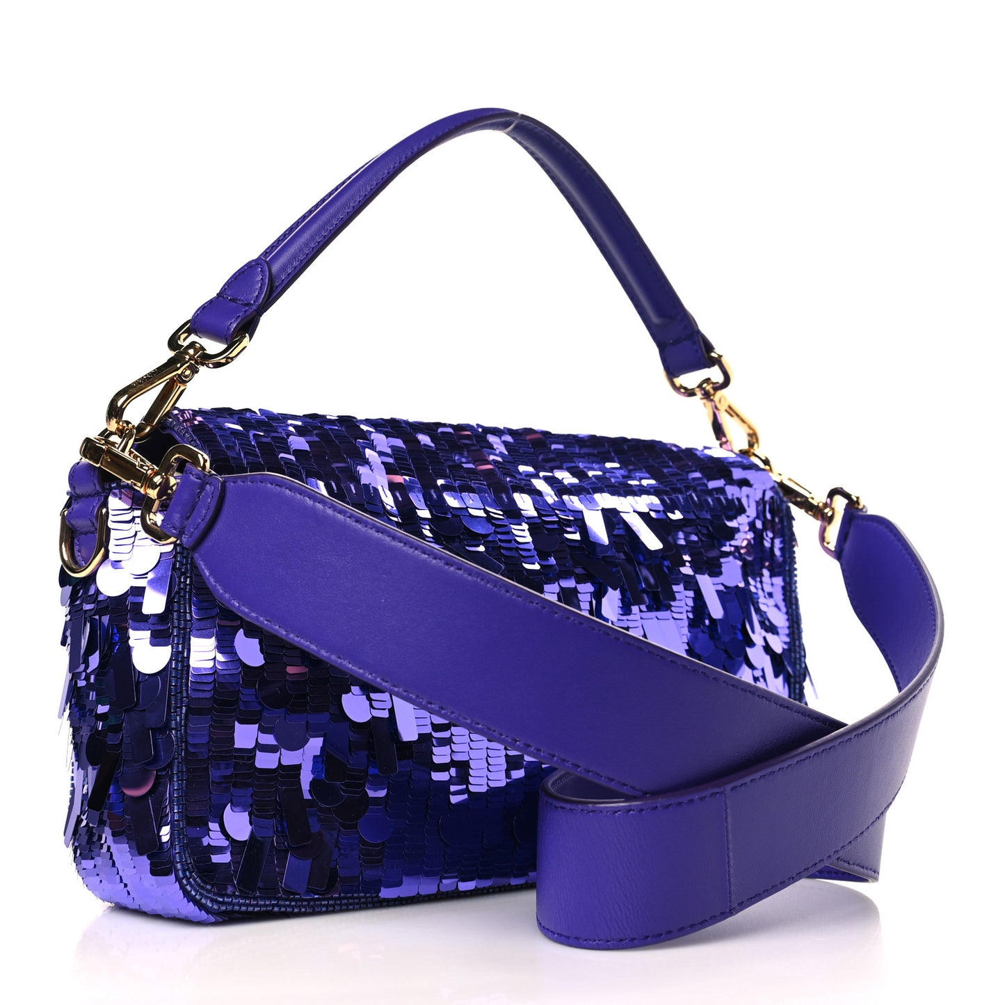 Sequin Paillettes Shiny Nappa Sex and the City Baguette Viola Purple Rain