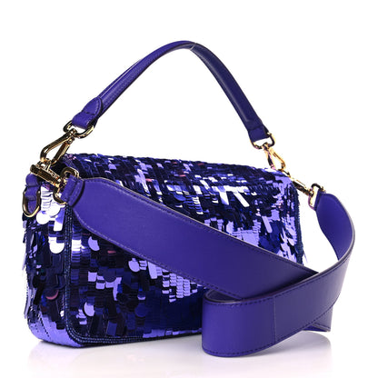 Fendi Sequin Paillettes Shiny Nappa Sex and the City Baguette Viola Purple Rain 3 of 9