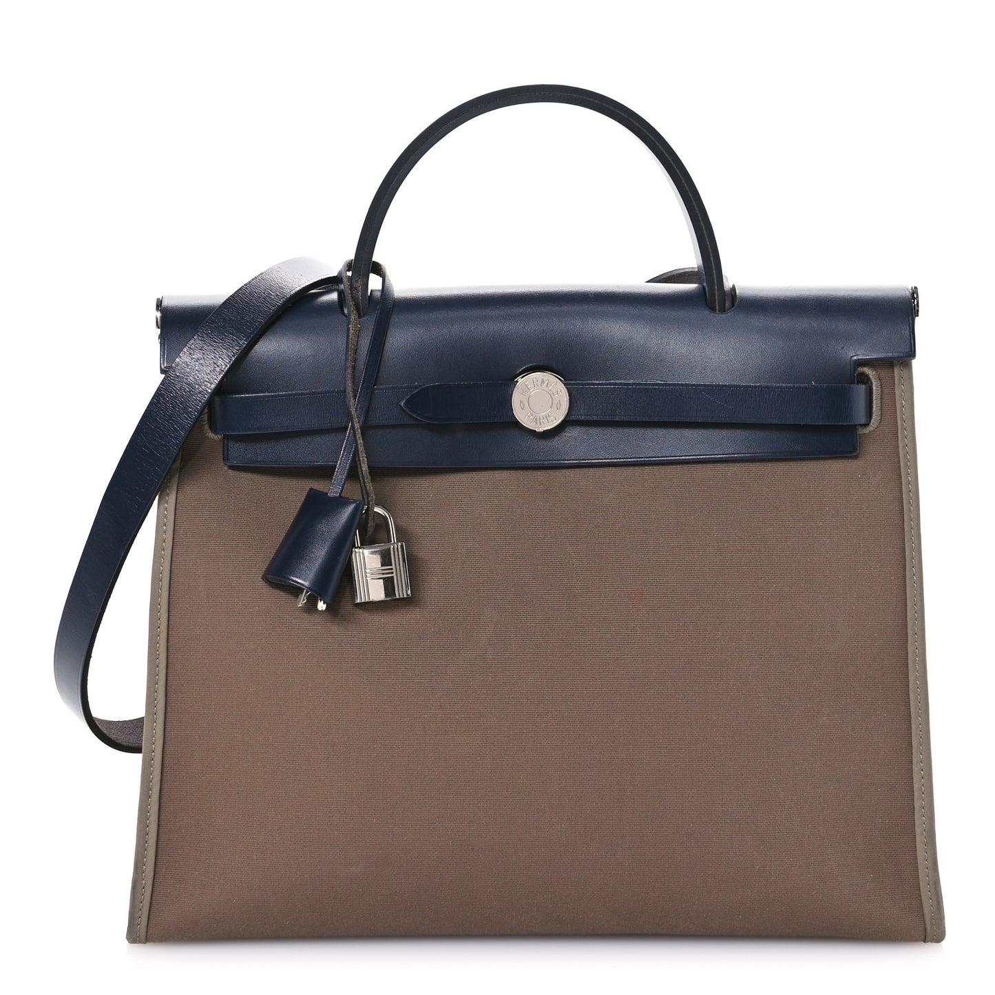 Toile Officier Vache Hunter Herbag Zip 31 PM Etoupe Bleu Indigo