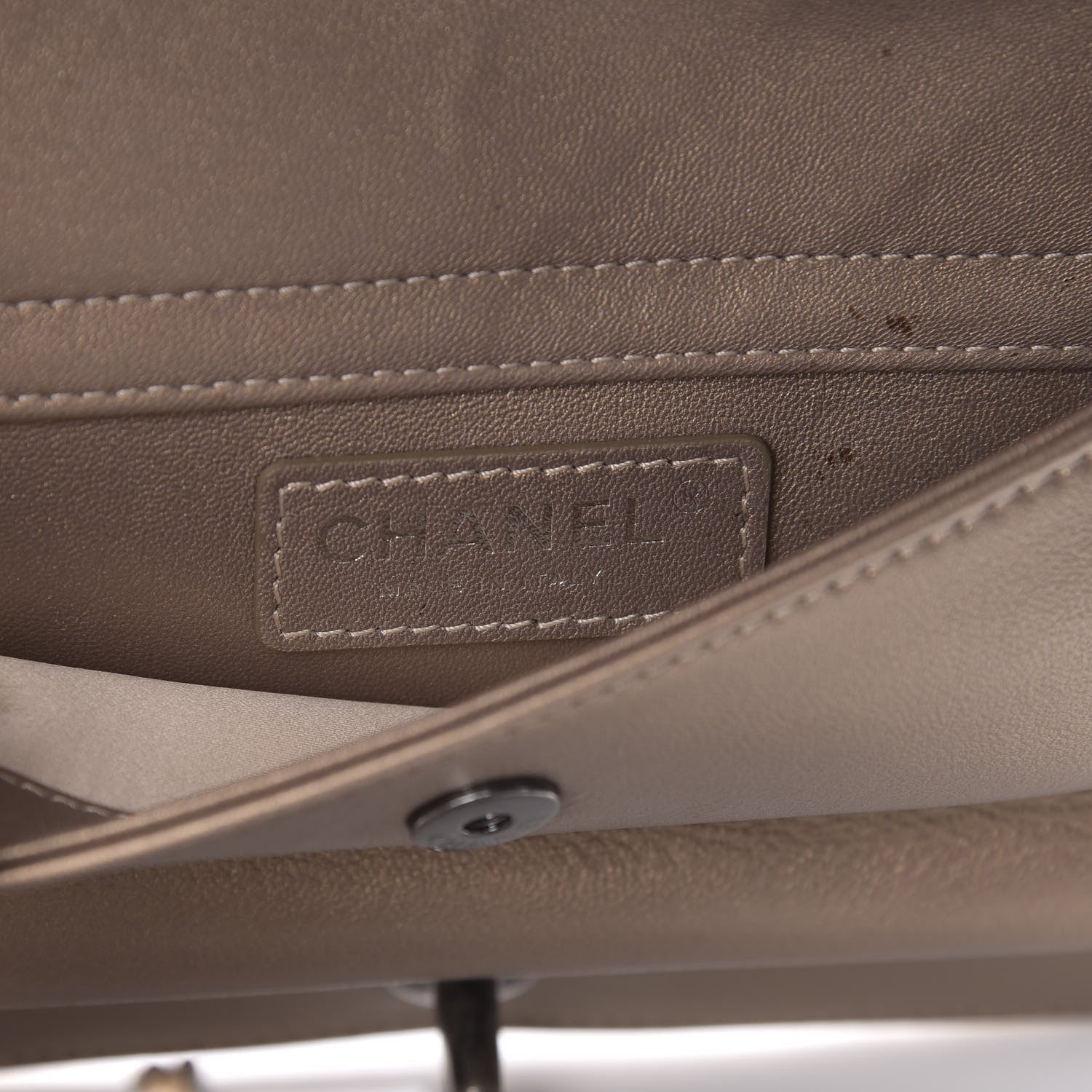 Chanel Metallic Calfskin Quilted Flap Clutch Light Bronze 6 of 13