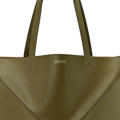 Loewe Shiny Calfskin Large Puzzle Fold Tote Dark Khaki Green 8 of 10