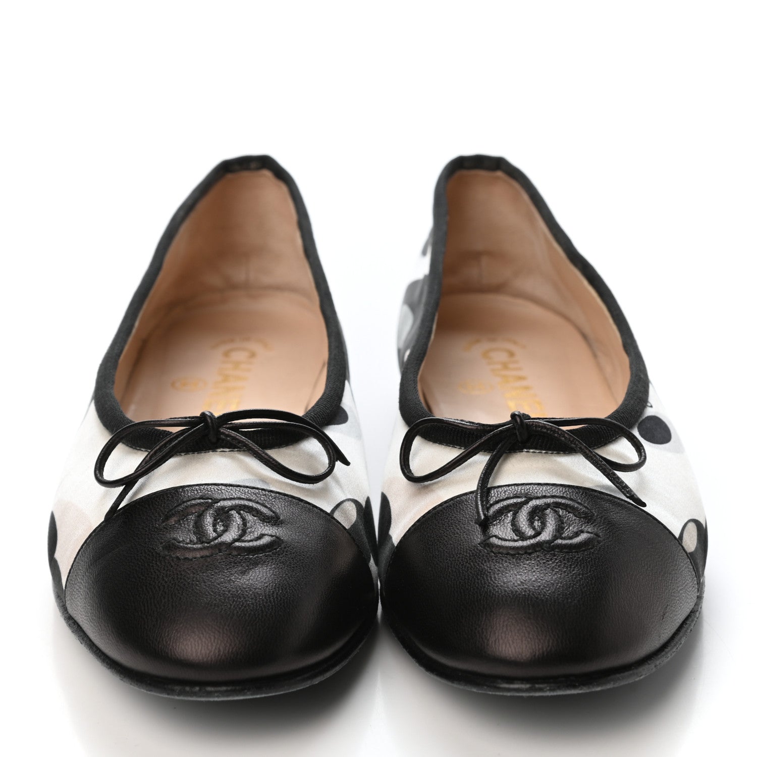 Chanel Printed Fabric CC Cap Toe Ballerina Flats 38 Black 2 of 4