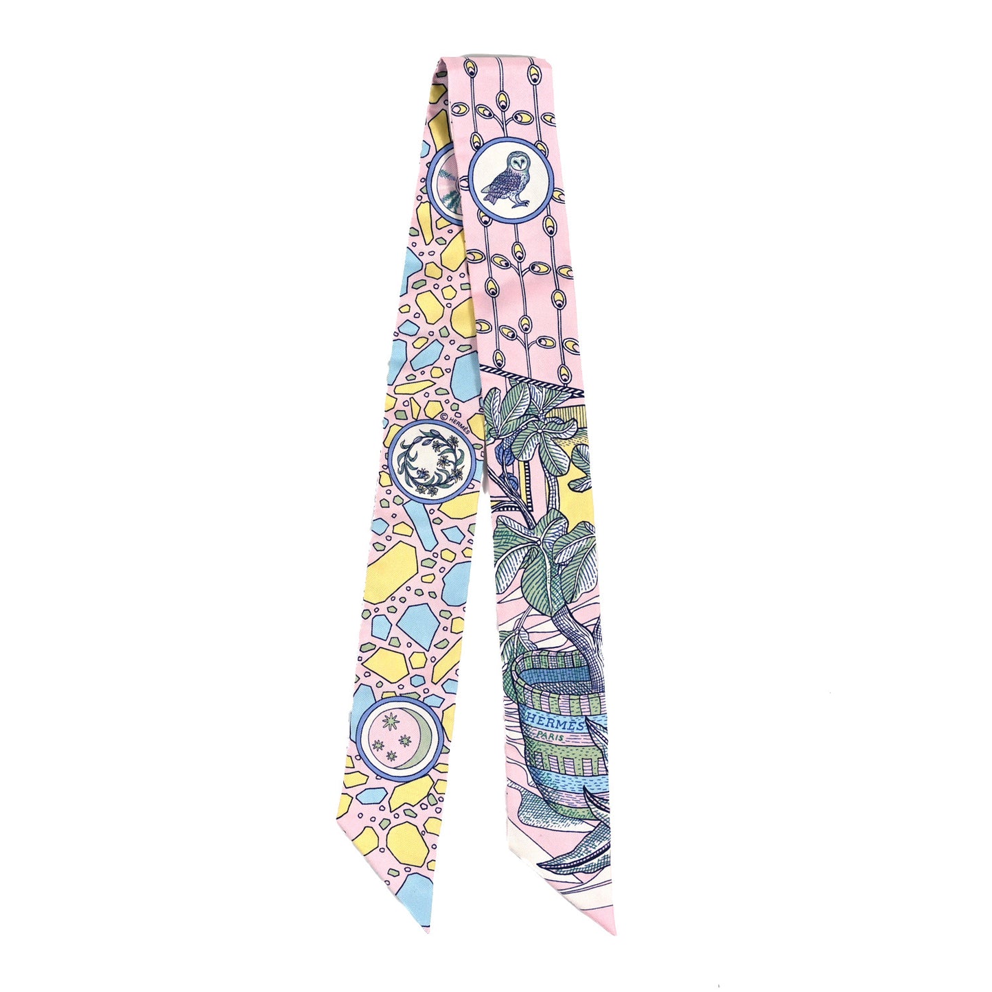 Silk La Danse Des Amazones Twilly Rose Pale Bleu Jaune