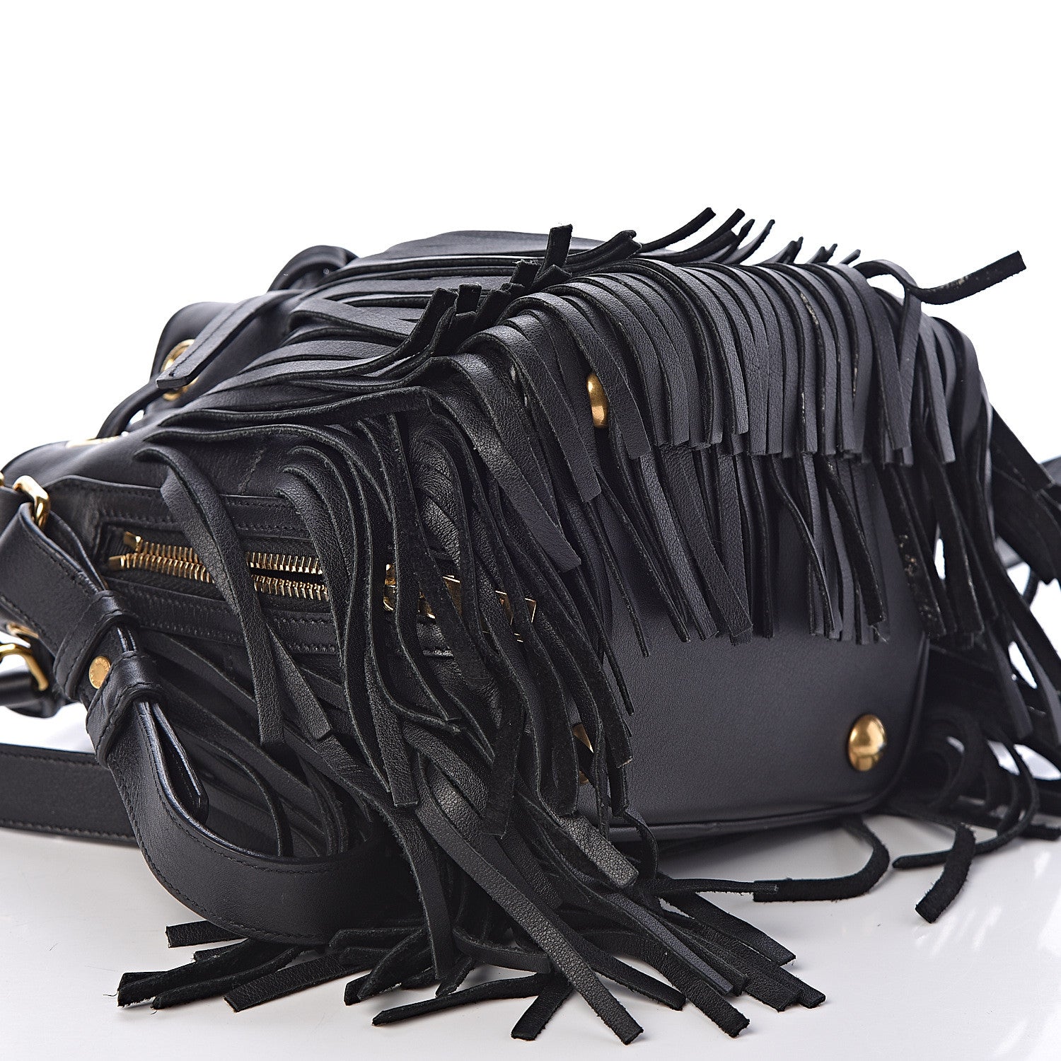 Saint Laurent Calfskin Small Emmanuelle Fringe Hobo Bag Black 8 of 9