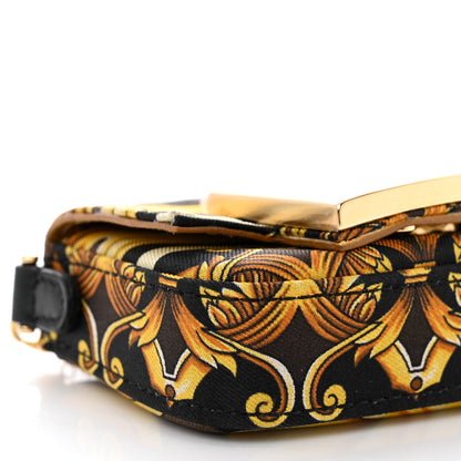 Fendi X VERSACE Silk Fendace FF Baroque Nano Brooch Baguette Black Gold 6 of 8
