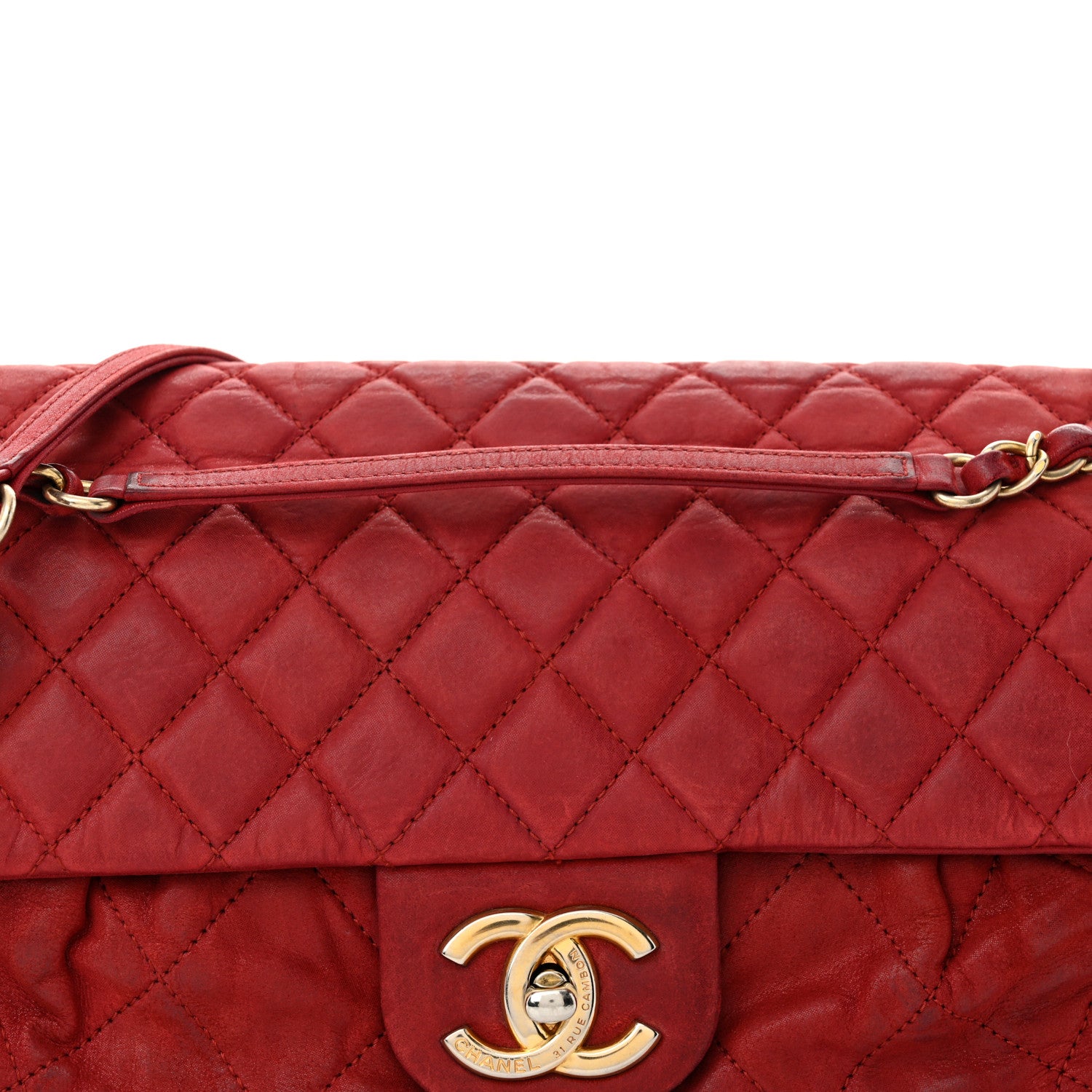 Chanel Iridescent Calfskin Large Chic Quilt Flap Red 8 of 15