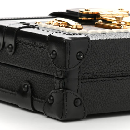 Louis Vuitton Monogram Calfskin Petite Malle Black White 9 of 10
