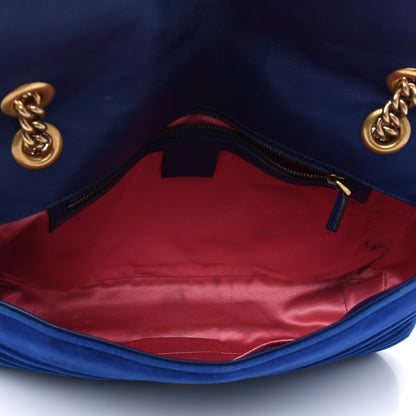 Gucci Velvet Matelasse Medium GG Marmont Shoulder Bag Cobalt Blue 3 of 4