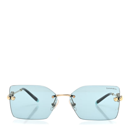 Tiffany Rimless Rectangle TF3088 Sunglasses Light Gold Blue 2 of 8