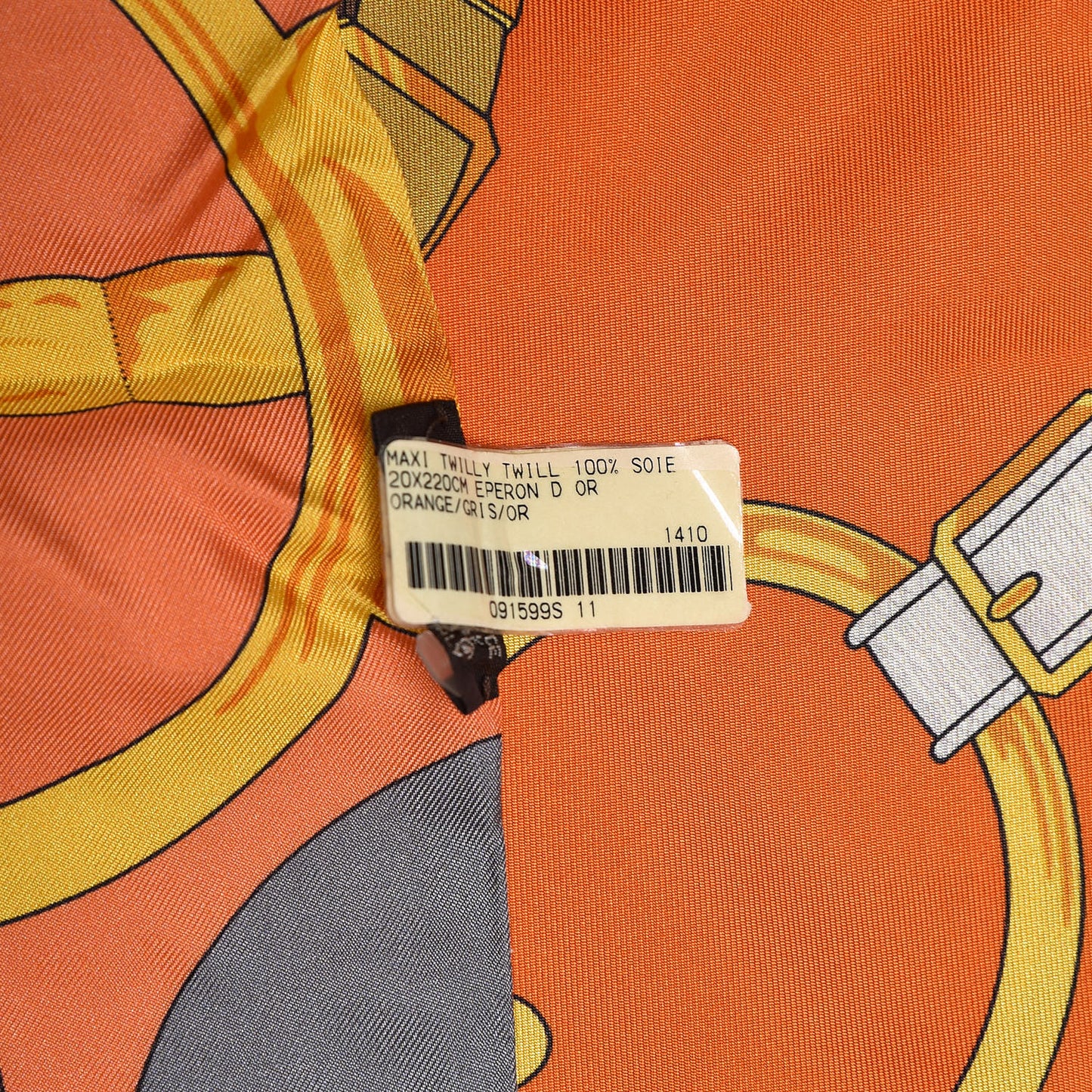 Silk Eperon D'Or Remix Maxi Twilly Orange Gris Or