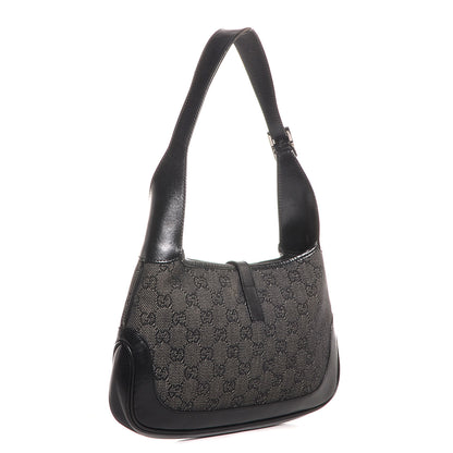 Gucci Denim Monogram Small Jackie O Hobo Black 3 of 7