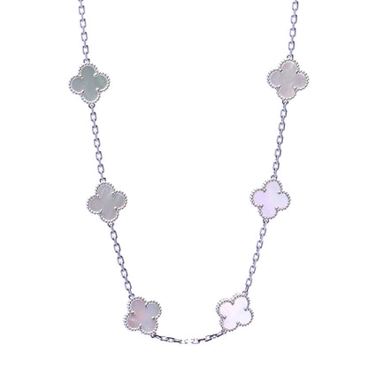 Van Cleef & Arpels 18K White Gold Mother of Pearl 20 Motifs Vintage Alhambra Necklace 1 of 6