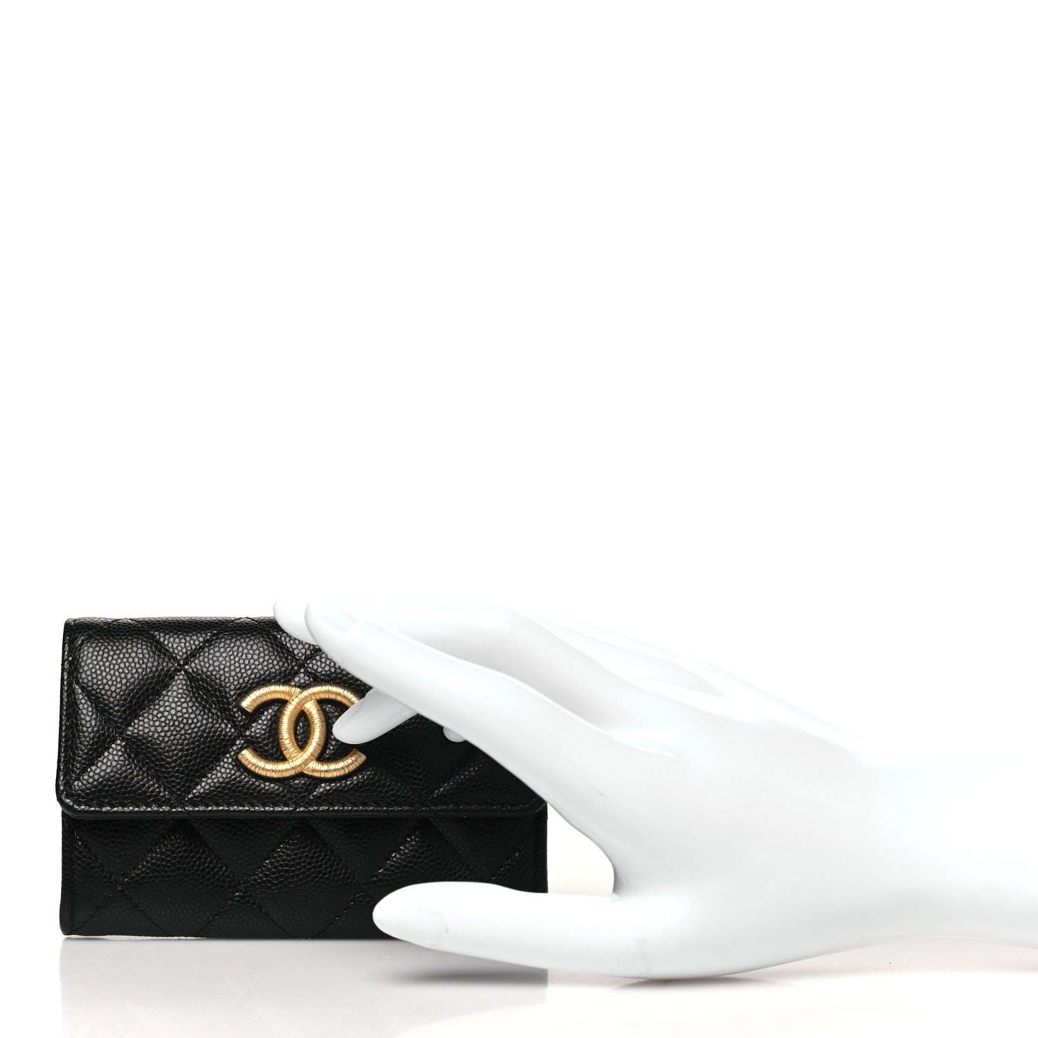 Chanel Caviar Quilted Textured CC Flap Card Holder Black 2 of 10