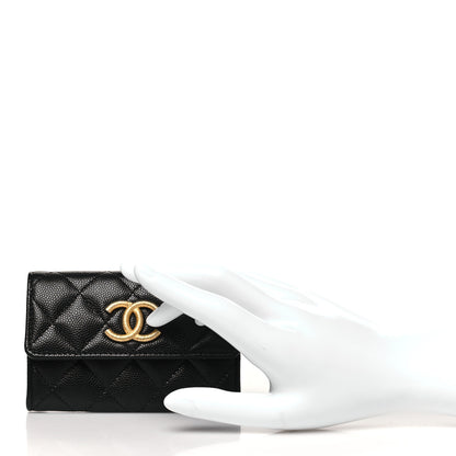 Chanel Caviar Quilted Textured CC Flap Card Holder Black 2 of 10