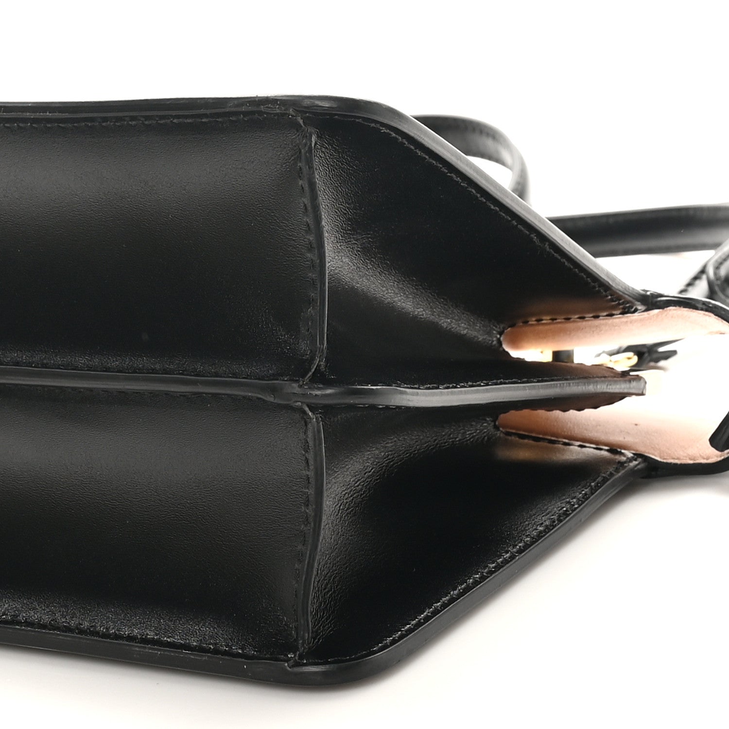 Fendi Vitello King Luxor Shiny Nappa Medium Peekaboo I SEE U East West Satchel Black Light Rose 9 of 9