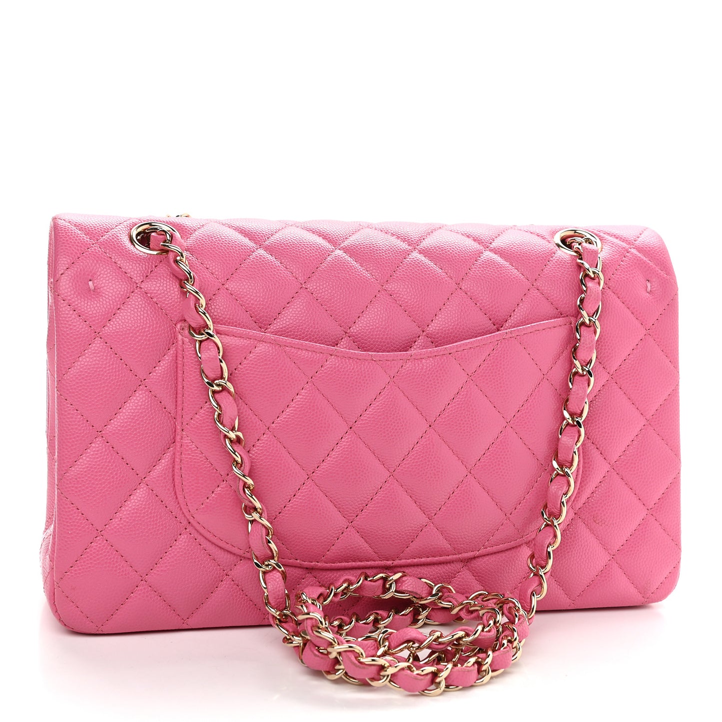 Caviar Quilted Medium Double Flap Pink