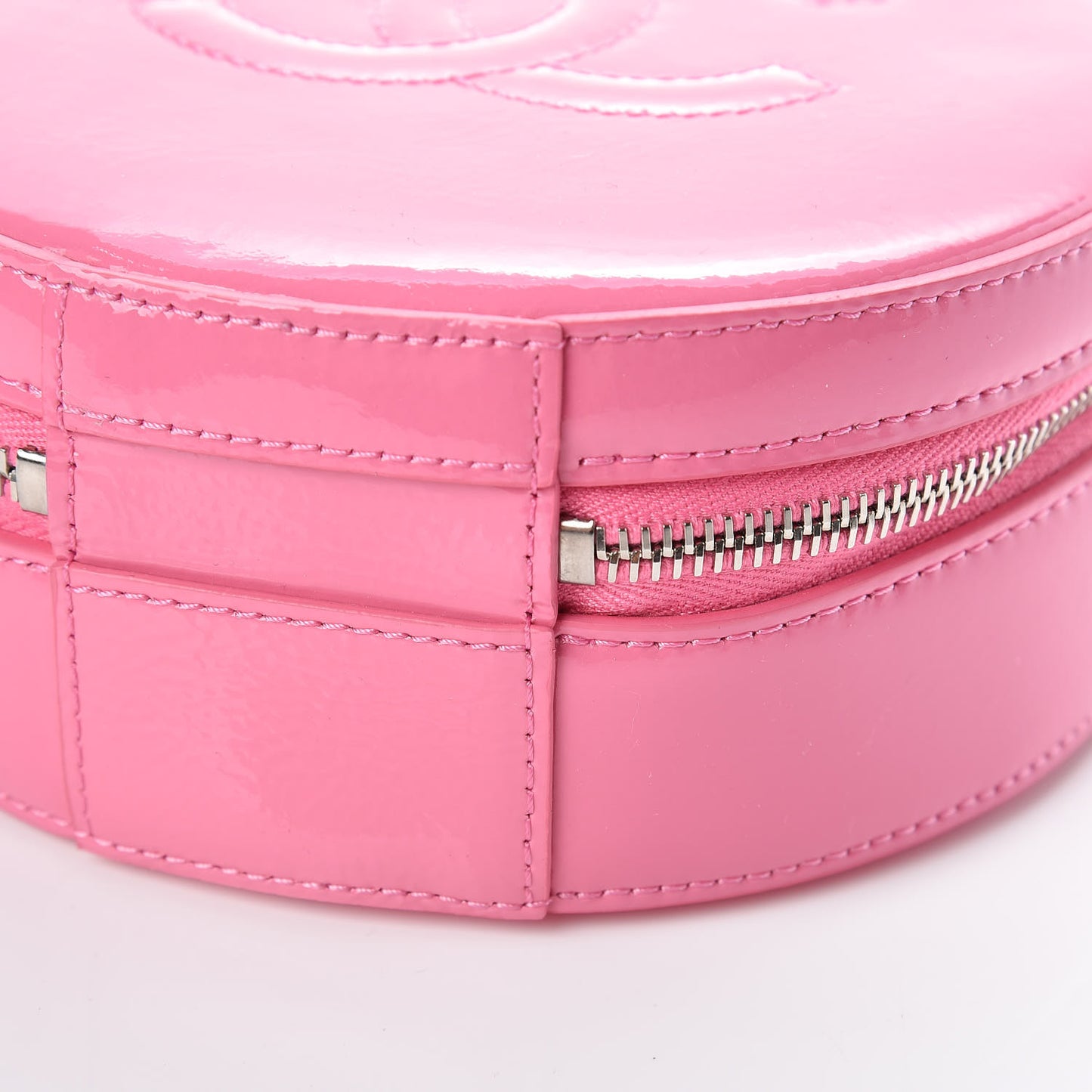 Patent Round As Earth Evening Bag Pink