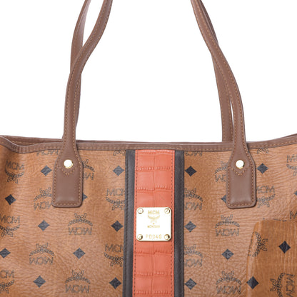MCM Visetos Crocodile Embossed Medium Liz Shopper Tote Cognac 12 of 15