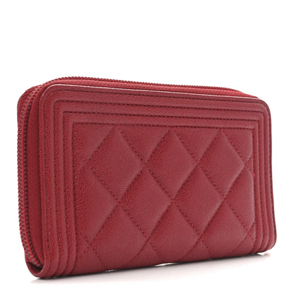 Chanel Caviar Quilted Small Boy Zip Around Wallet Red 3 of 8