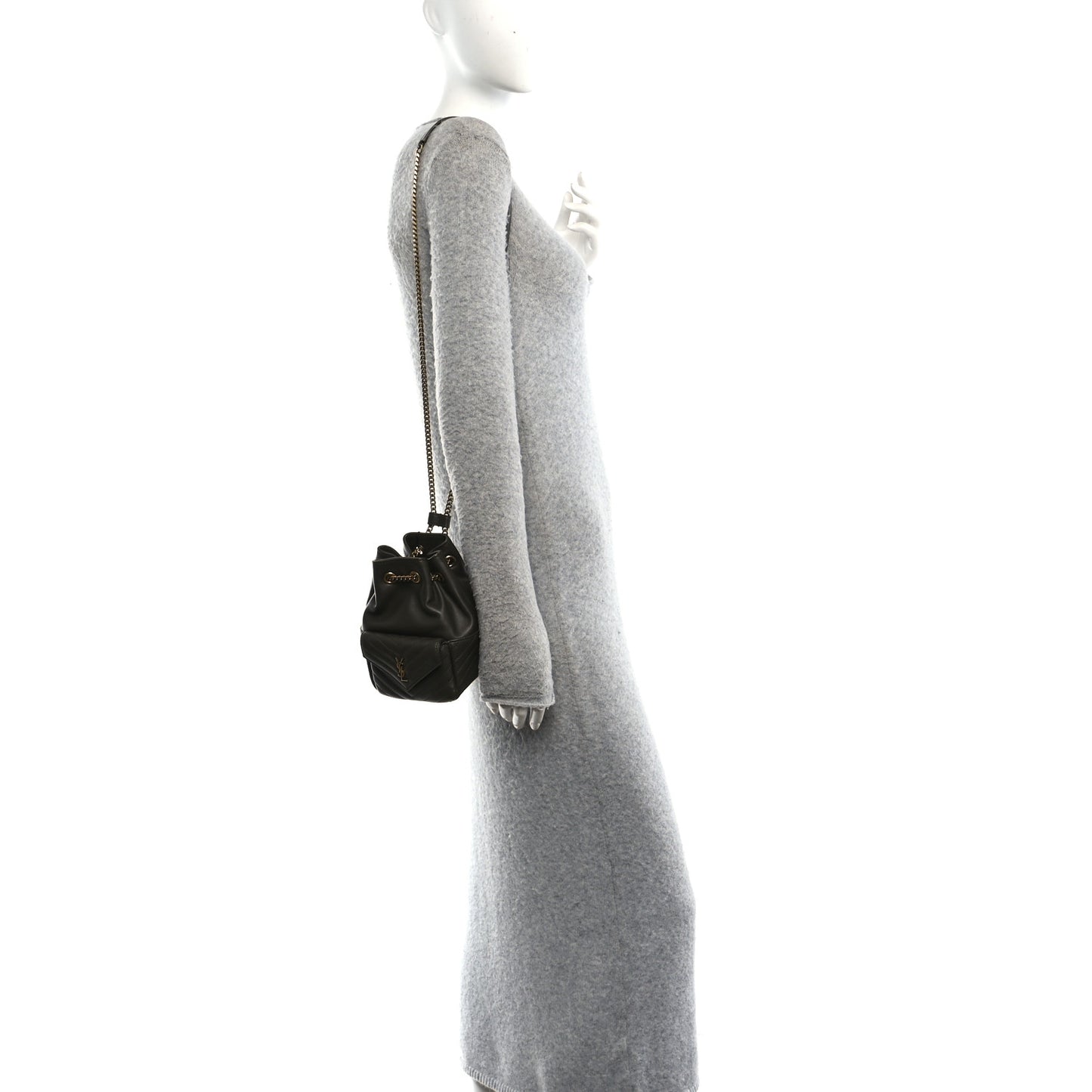 Lambskin Matelasse Monogram Joe Nano Bucket Bag Light Musk