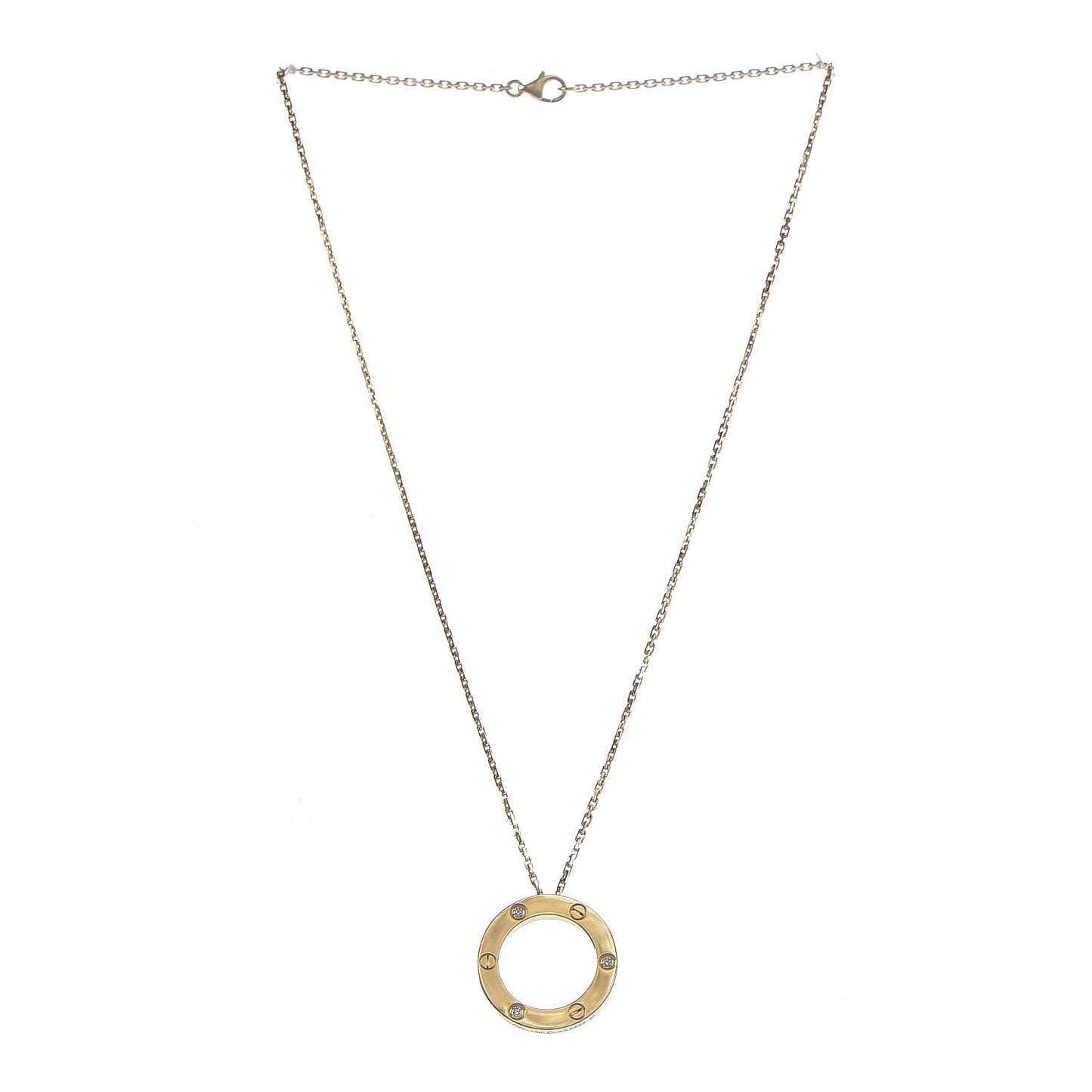 18K Yellow Gold 3 Diamonds LOVE Pendant Necklace