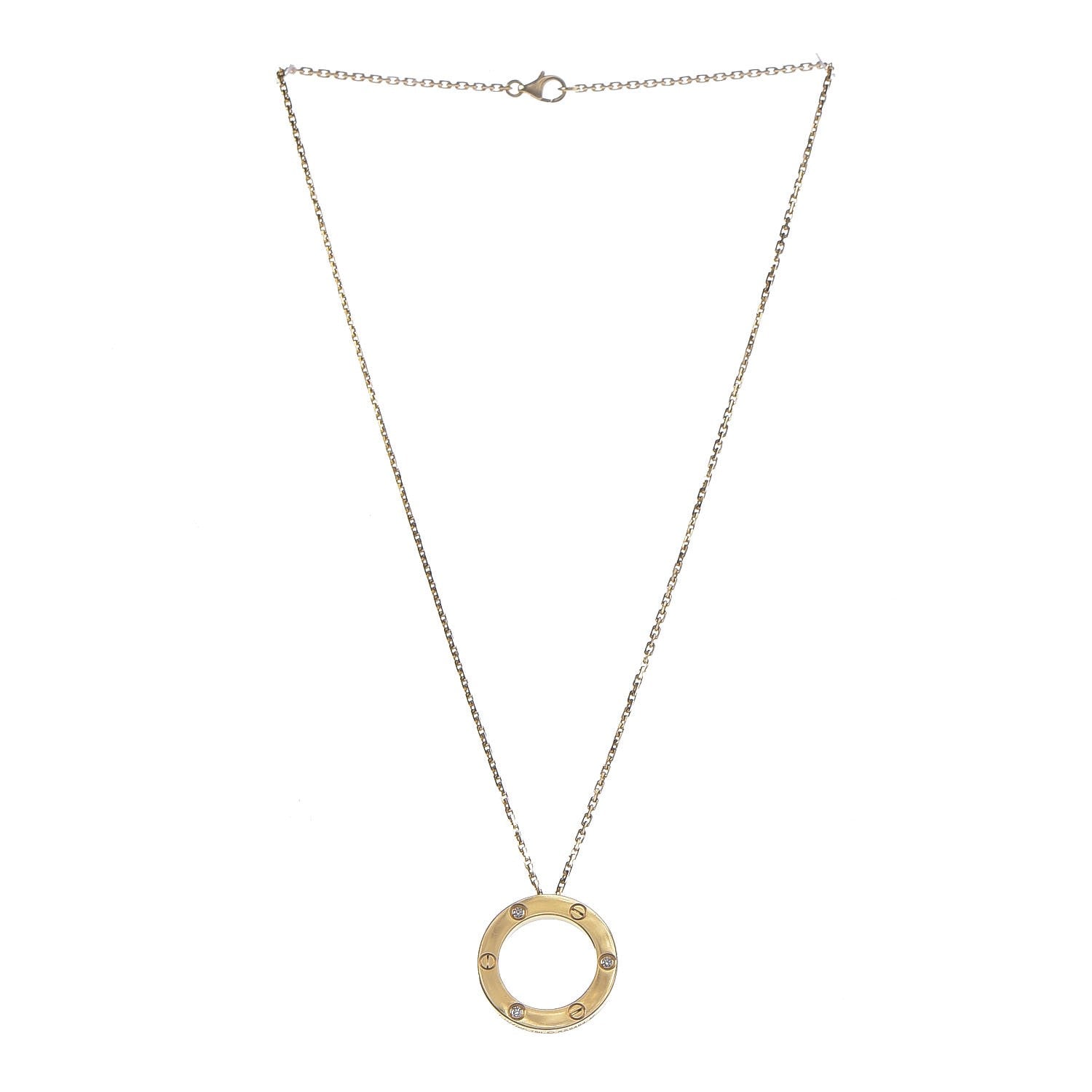 Cartier 18K Yellow Gold 3 Diamonds LOVE Pendant Necklace 3 of 7
