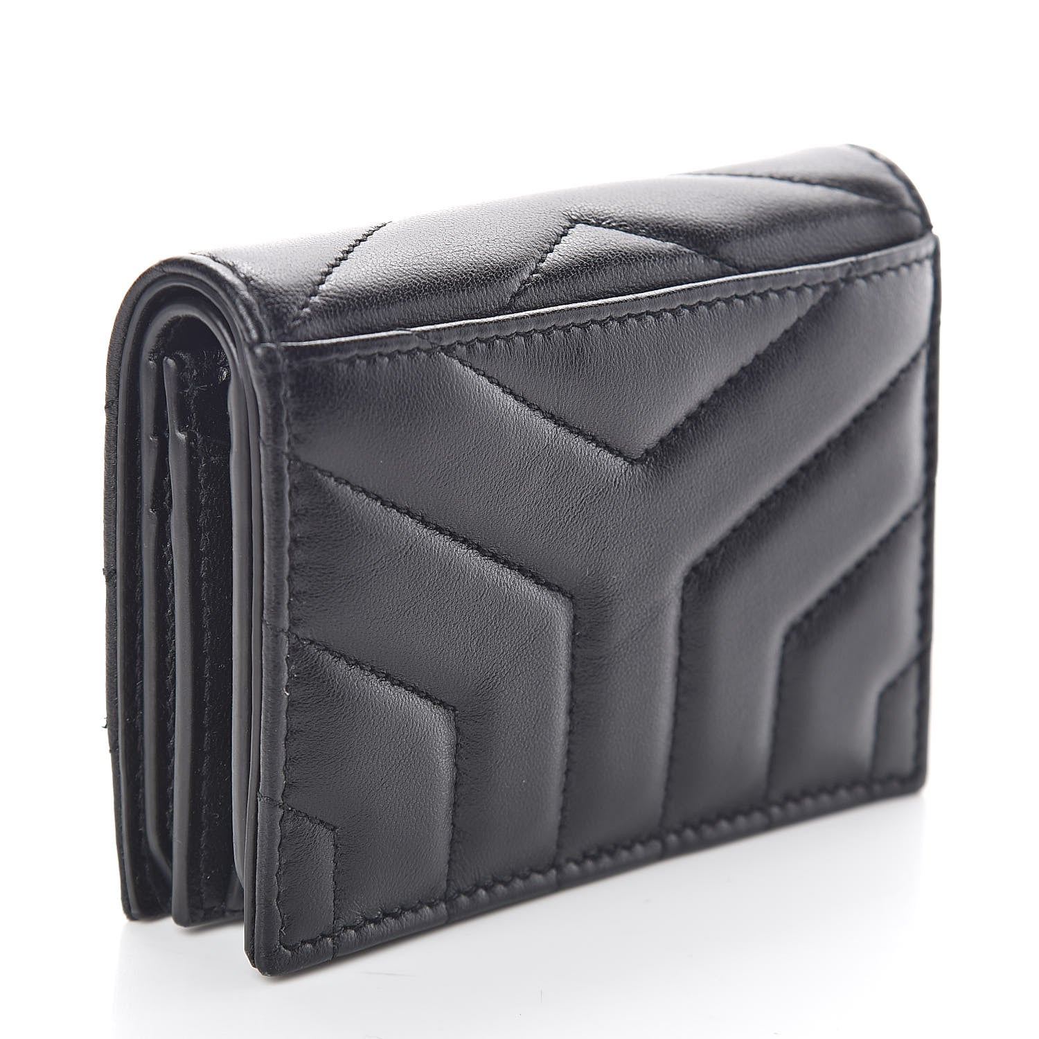 Saint Laurent Lambskin Y Quilted Monogram Loulou Flap Wallet Black 3 of 6