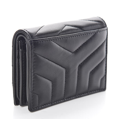 Saint Laurent Lambskin Y Quilted Monogram Loulou Flap Wallet Black 3 of 6