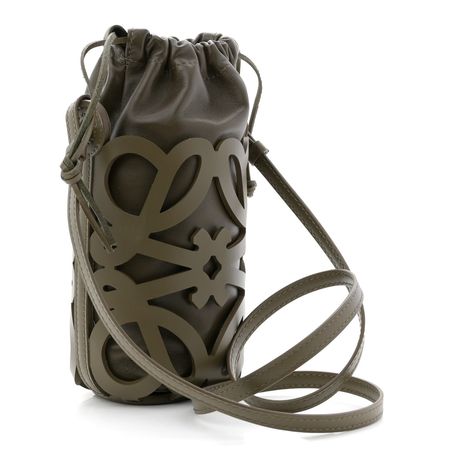 Loewe Nappa Calfskin Cutout Anagram Pocket Crossbody Bag Olive 3 of 10