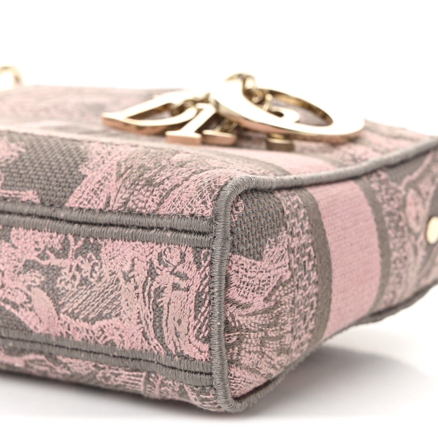Canvas Toile De Jouy Embroidered Medium Lady D-Joy Gray Pink