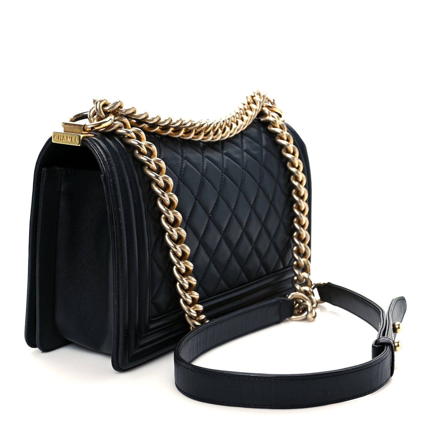 Calfskin Quilted Medium Boy Flap Black