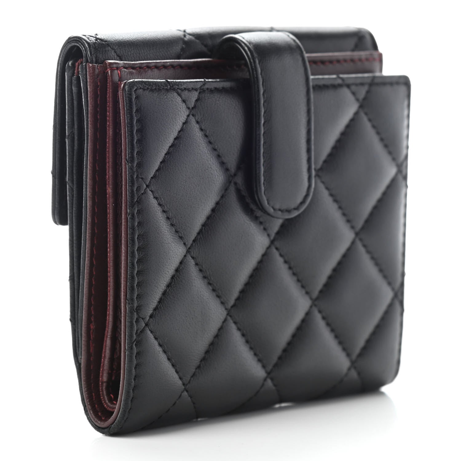 Chanel Lambskin Quilted Compact French Flap Wallet Black 3 of 8