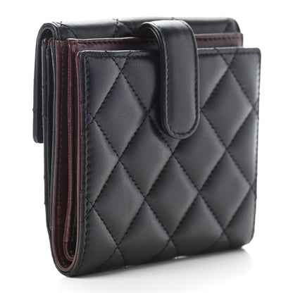 Chanel Lambskin Quilted Compact French Flap Wallet Black 3 of 8