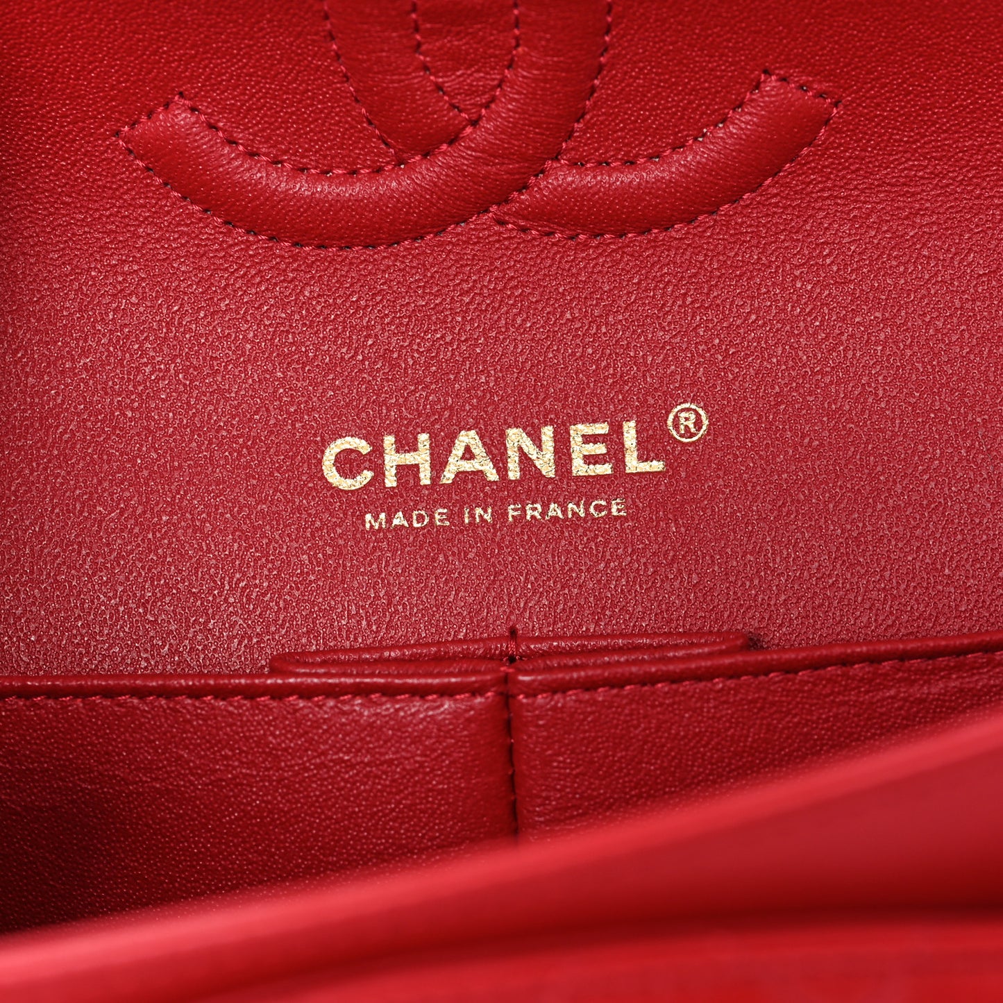 Lambskin Quilted Medium Double Flap Red