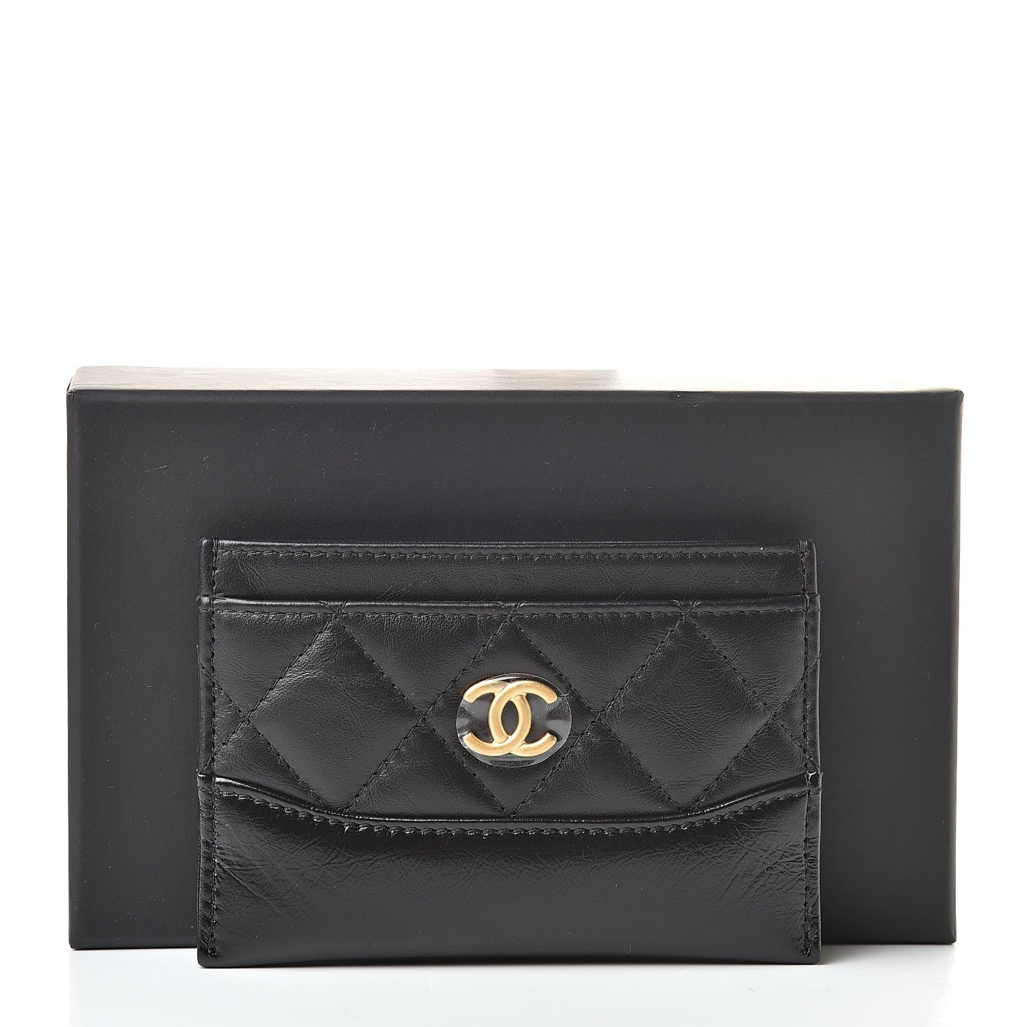 Chanel Aged Calfskin Quilted Gabrielle Card Holder Black 10 of 10