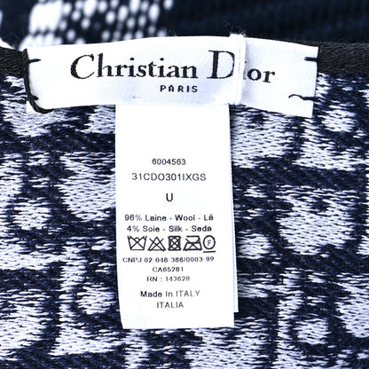 Christian Dior Wool Silk Oblique University Reversible Scarf Navy Blue 3 of 3