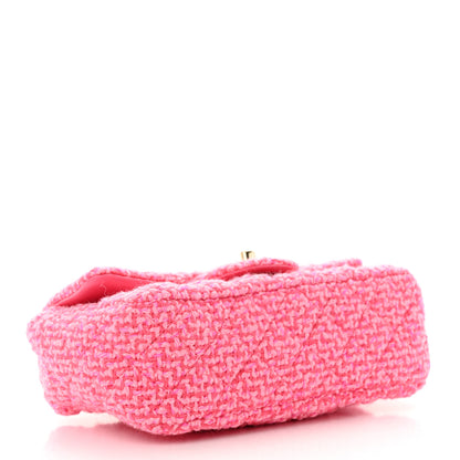 Chanel Wool Tweed Quilted Mini Rectangular Flap Dark Pink Fuchsia 4 of 10