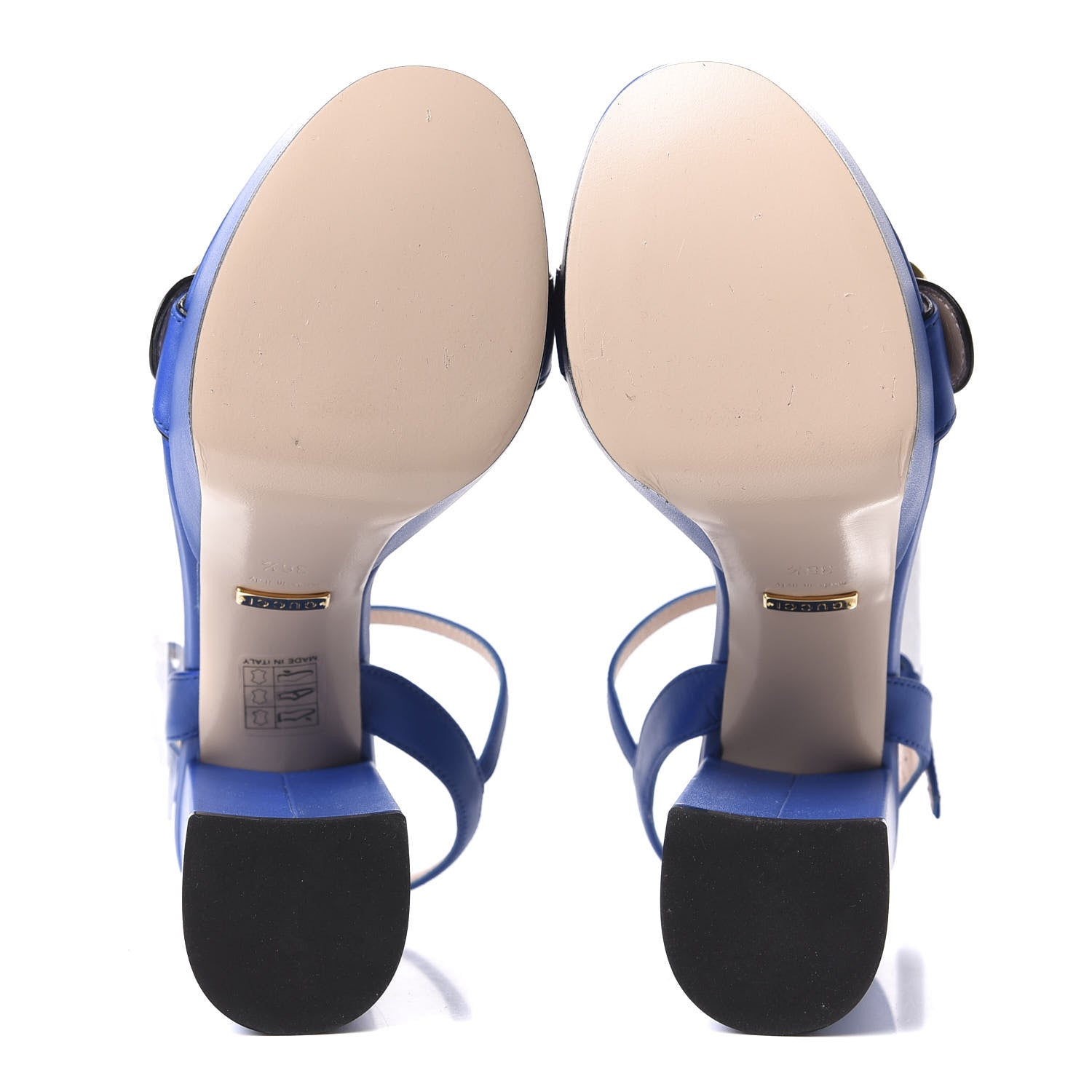 Gucci Calfskin GG Marmont Ankle Wrap 30/115mm Platform Sandals 36.5 Bright Blue 6 of 9
