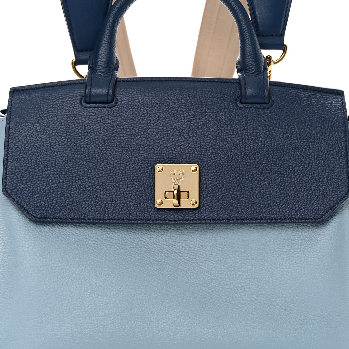 Grained Calfskin Large Milla Convertible Backpack Navy Multicolor