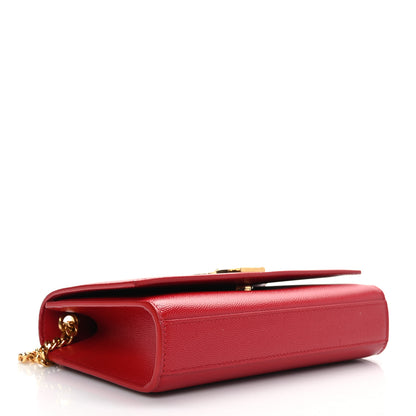 Saint Laurent Grain De Poudre Small Monogram Kate Satchel Red 4 of 8