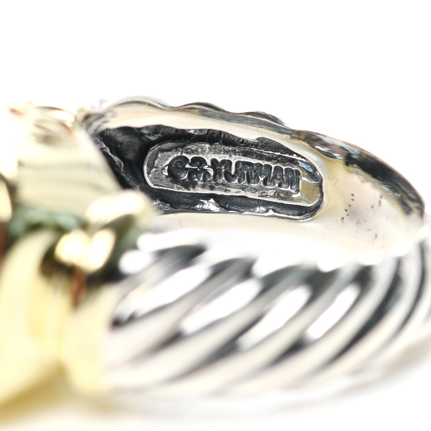 David Yurman Sterling Silver 14K Yellow Gold Blue Topaz 14mm Noblesse Ring 54 7 6 of 6