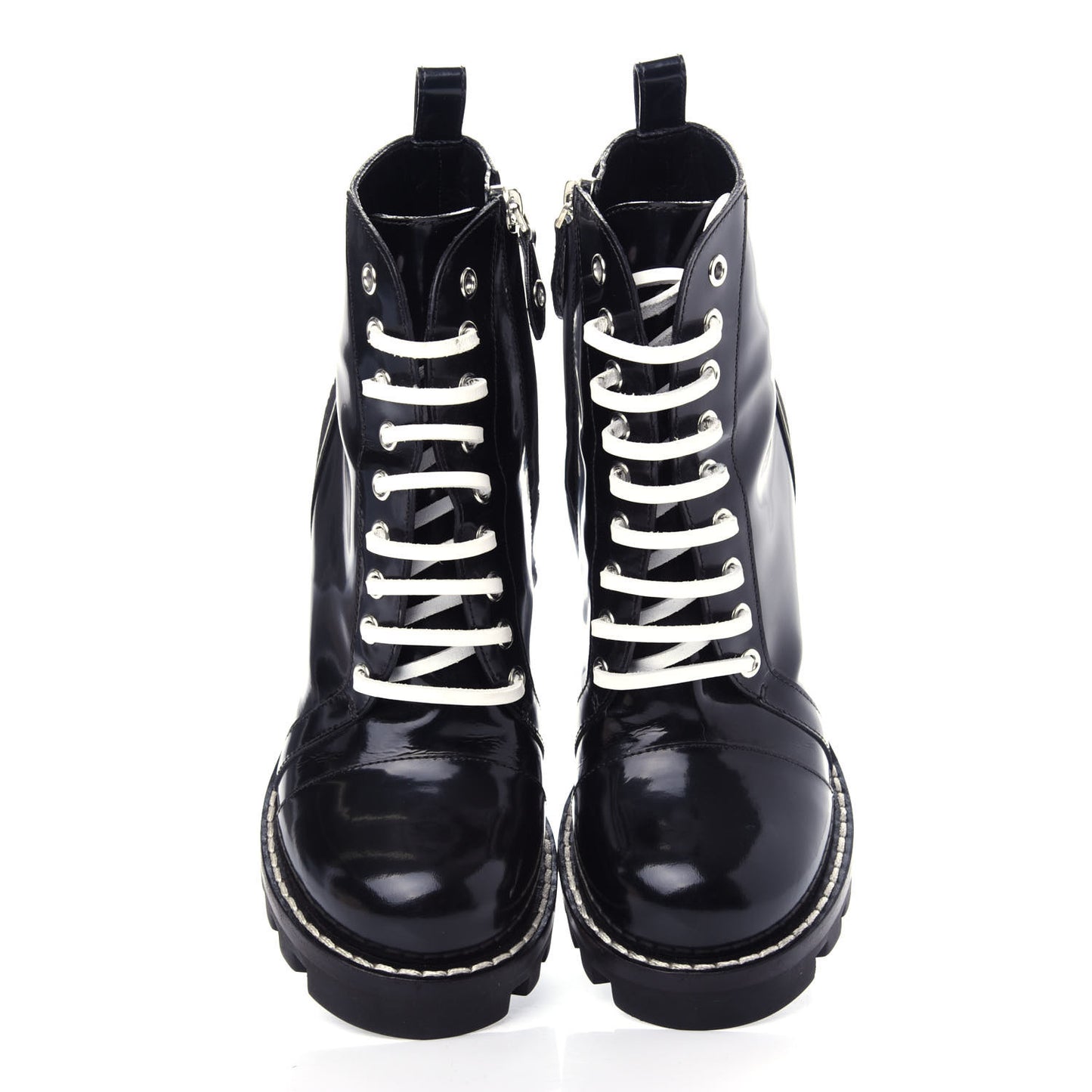 Glazed Calfskin Star Trail Ankle Boots 37 Black