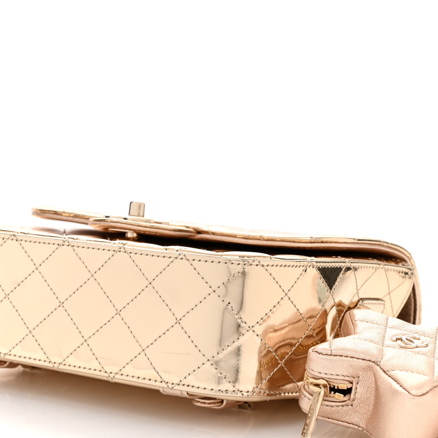 Chanel Mirror Calfskin Metallic Calfskin Quilted Hollywood Boulevard Backpack With Coin Purse Gold 11 of 11