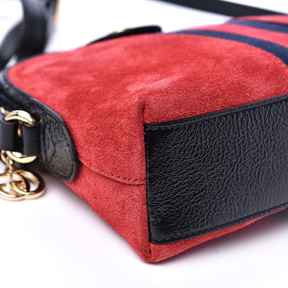 Gucci Suede Patent Web GG Small Ophidia Dome Shoulder Bag Hibiscus Red 7 of 10