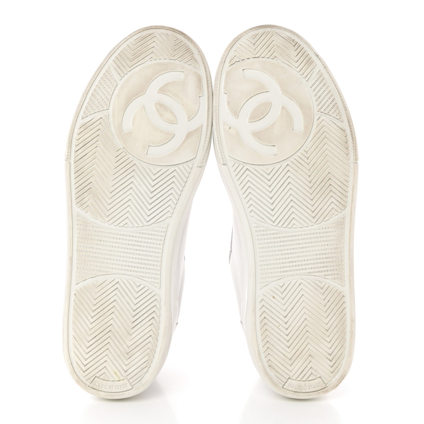 Calfskin Womens CC Logo Sneakers 37 White