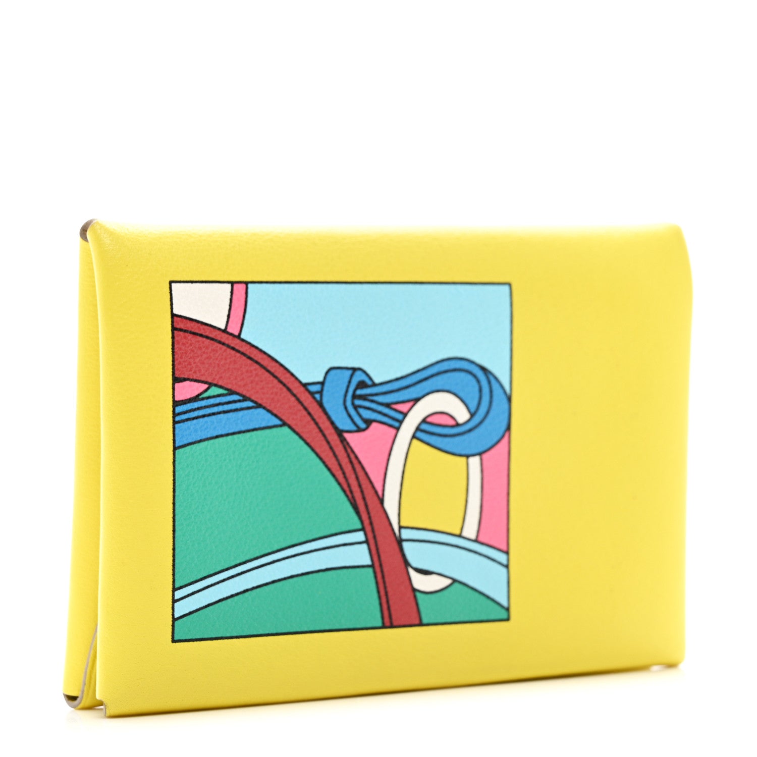 Hermes Swift Compact Selle En Desordre Print Calvi Duo Card Case Lime 3 of 7