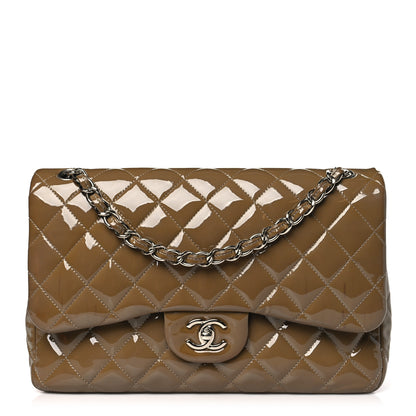 Chanel Patent Calfskin Quilted Jumbo Double Flap Grey 1 of 15