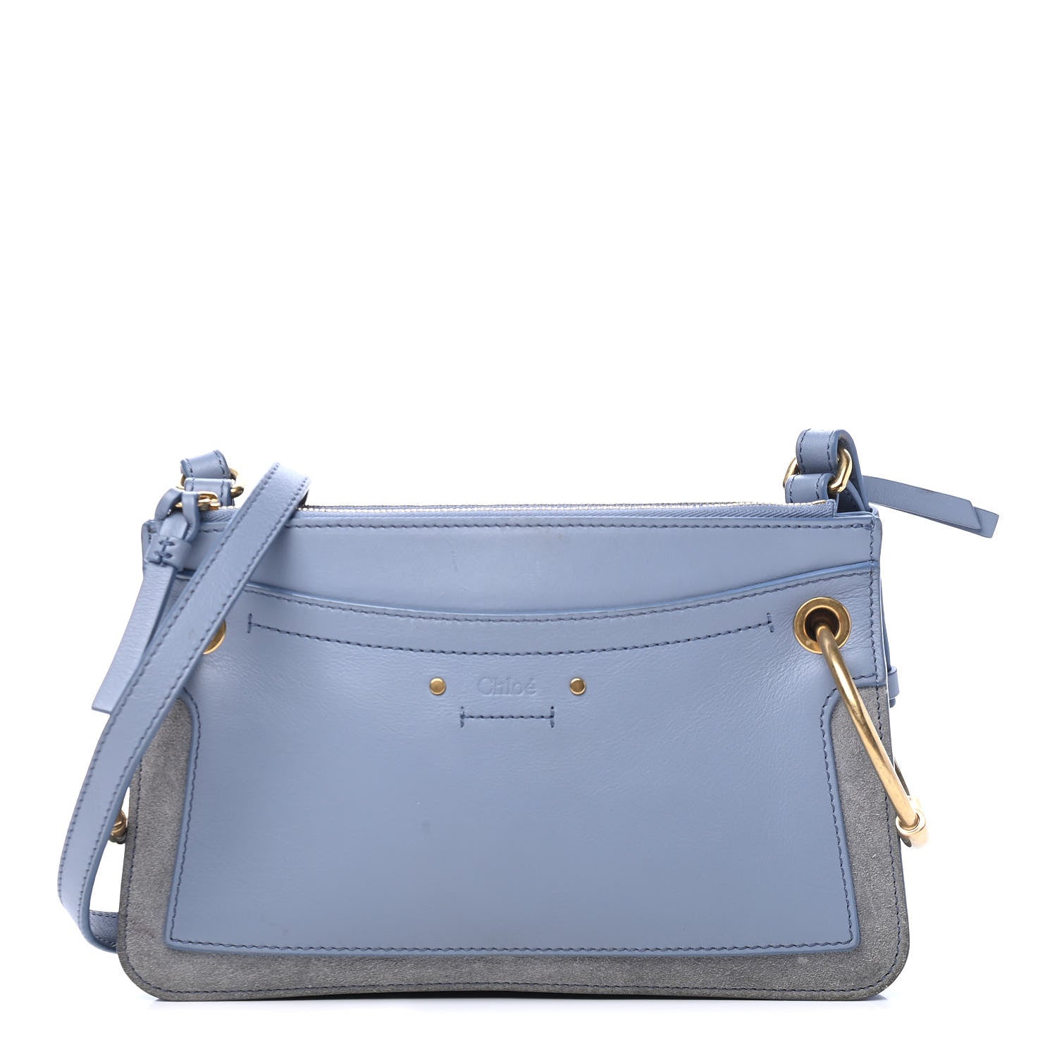 Chloe Calfskin Suede Mini Roy Bag Washed Blue 1 of 7