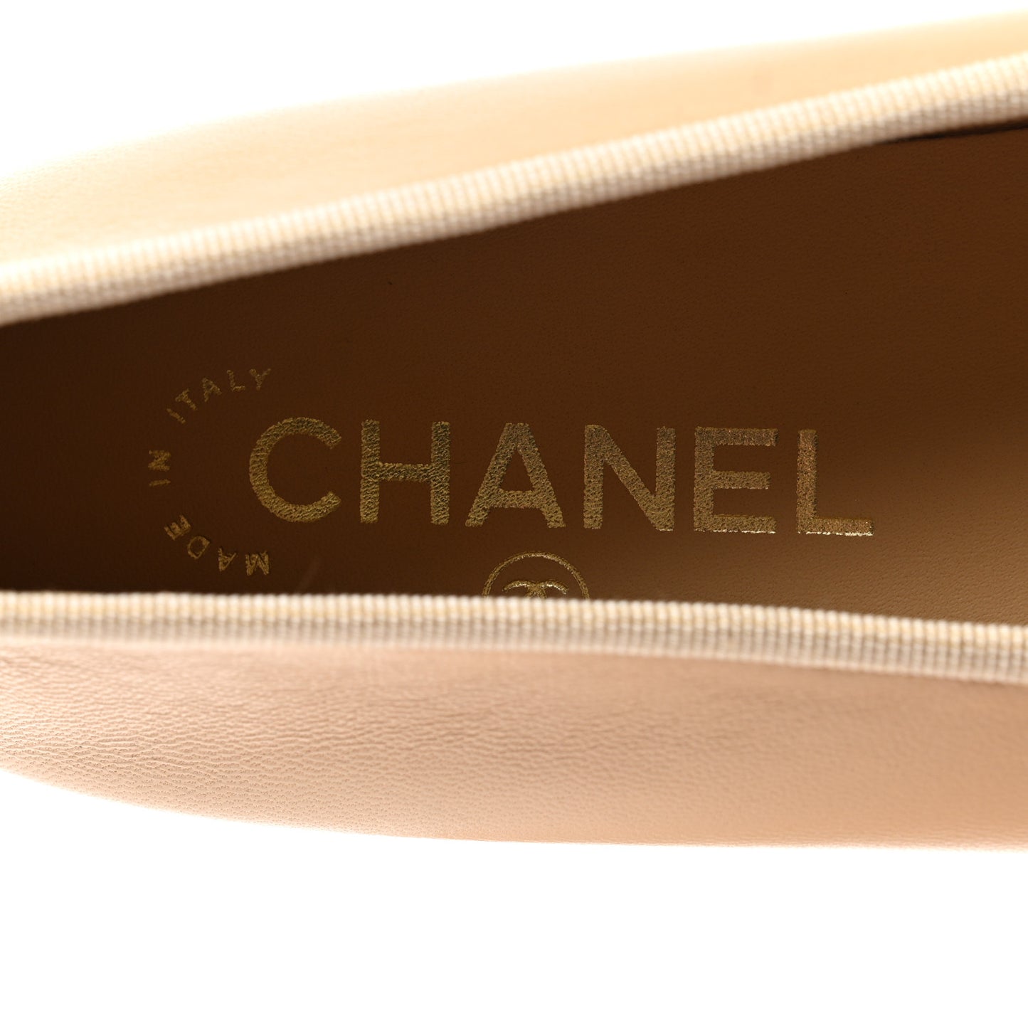 Lambskin Cap Toe CC Ballerina Flats 40 Beige Black
