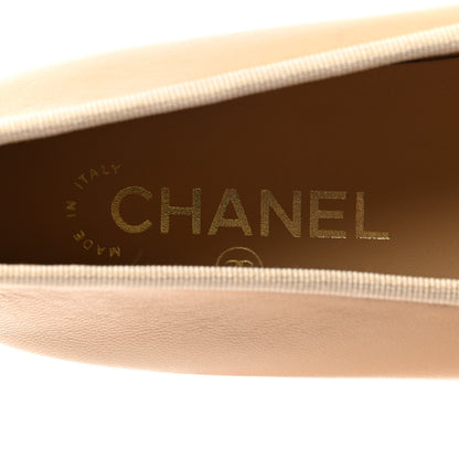 Chanel Lambskin Cap Toe CC Ballerina Flats 40 Beige Black 7 of 9